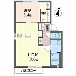 MaisondeウィステリアB 1LDKの間取図画像