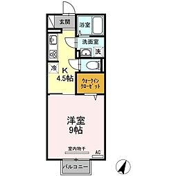 メリア 1Kの間取図画像