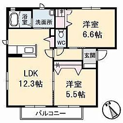 メゾン・ド・セードルA 2LDKの間取図画像
