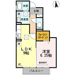 ルシアンローズB 1LDKの間取図画像