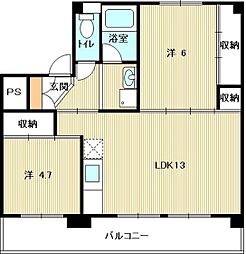 フォンテーヌ北山手S 2LDKの間取図画像