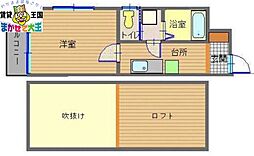レジデンシャル平野町 1Kの間取図画像