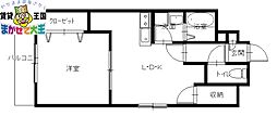 カルディアスタジアムシティ 1DKの間取図画像