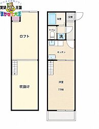 アドバンテージ平野町 1Kの間取図画像