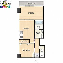 Grus活水通り 2DKの間取図画像