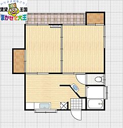 アクア東山手 2階2DKの間取り