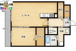 エヴァーグリーン思案橋 1LDKの間取図画像