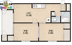 寺田マンション 2LDKの間取図画像