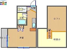 コーポ・ジェミニ・三芳 ワンルームの間取図画像