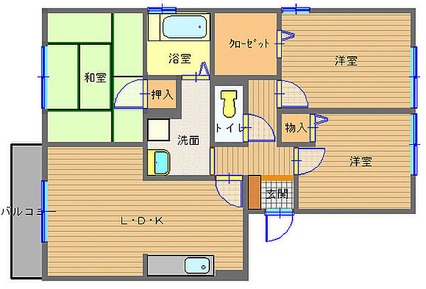 長崎県西彼杵郡時津町浜田郷(賃貸アパート3LDK・2階・65.46㎡)の写真 その2