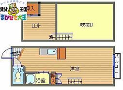 サンヒルズ住吉 ワンルームの間取図画像