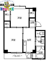 ビレッジハウス時津2号棟 5階2Kの間取り