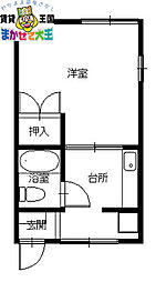 コーポ立山 1Kの間取図画像
