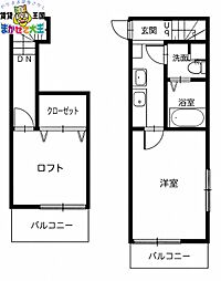 グレース桜馬場 1Kの間取図画像