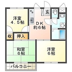 KRAFT BLDGIV 3階3DKの間取り