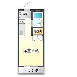 瀬川ビル 3階ワンルームの間取り