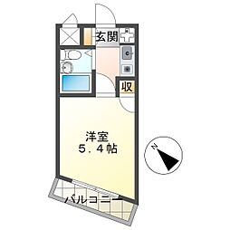 共立リライアンス八王子II 3階1Kの間取り