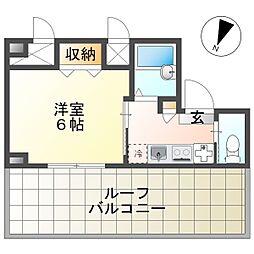 K1ビル 6階1Kの間取り
