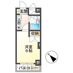 共立リライアンス八王子II 5階1Kの間取り