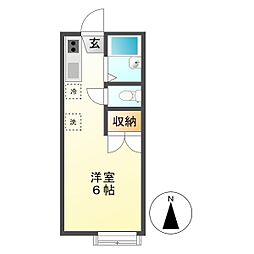 グリーンフィールド 2階ワンルームの間取り