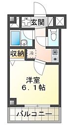 CIS南新町 3階1Kの間取り