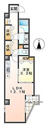 VILLA FIUME 3階1LDKの間取り
