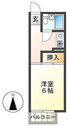 プリマベーラD 1Kの間取図画像