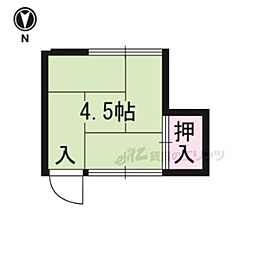 京阪本線 出町柳駅 徒歩19分の賃貸アパート 2階ワンルームの間取り