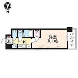 エスリード京都梅小路 2階1Kの間取り