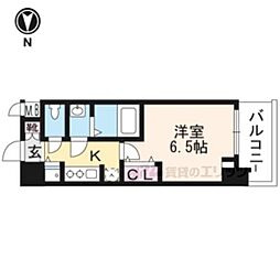 アドバンス京都ソナーレ 1階1Kの間取り