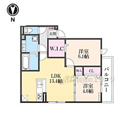 D-RESIDENCE東寺 2階2LDKの間取り