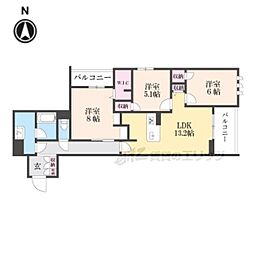 エクレールヴェールシャーメゾン西院 2階3LDKの間取り