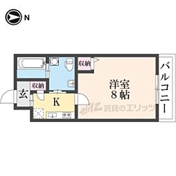 GLADVIS二条式部 3階1Kの間取り