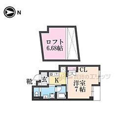 サンモールコート九条 3階1Kの間取り