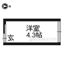 京阪本線 神宮丸太町駅 バス9分 東天王町下車 徒歩5分の賃貸アパート 1階ワンルームの間取り