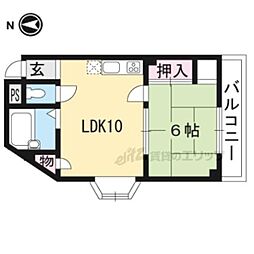 阪急京都本線 西院駅 徒歩10分の賃貸マンション 4階1LDKの間取り