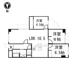 インペリアル京都 10階3LDKの間取り