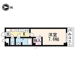 フラッティ西大路花屋町 3階1Kの間取り