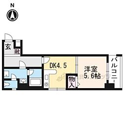京都市営烏丸線 丸太町駅 徒歩12分の賃貸マンション 3階1DKの間取り