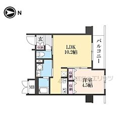 スワンズ京都東寺ガーデン 4階1LDKの間取り