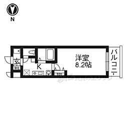 阪急京都本線 西院駅 徒歩14分の賃貸マンション 2階1Kの間取り