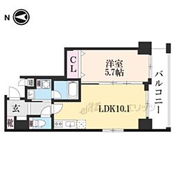 阪急京都本線 西院駅 徒歩6分の賃貸マンション 3階1LDKの間取り