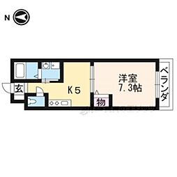 サクシード西院 地下1階1Kの間取り