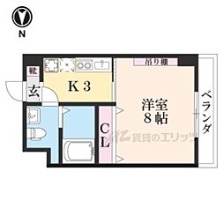 Ｍｏｒｅ五条I 5階1Kの間取り