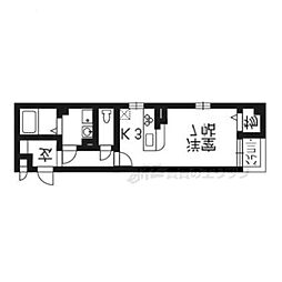 アベニューサイド五条 3階1Kの間取り