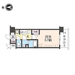 ソルテラス京都JUJO薫 4階1Kの間取り