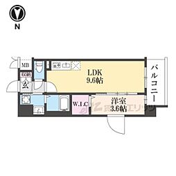 ソルテラス京都JUJO薫 4階1LDKの間取り