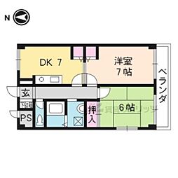 ラコルレ川政 4階2DKの間取り