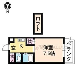 京阪本線 鳥羽街道駅 徒歩4分の賃貸マンション 4階1Kの間取り