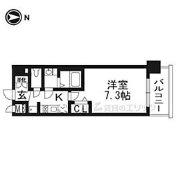 プレサンスTHE KYOTO流雅 4階1Kの間取り